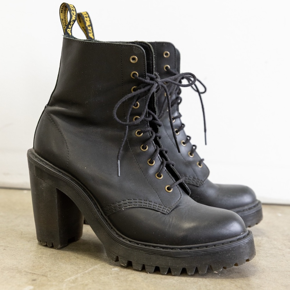 Dr. Martens Black Leather Heeled Boots